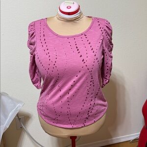 Democracy Rose Top with Ruched Sleeves